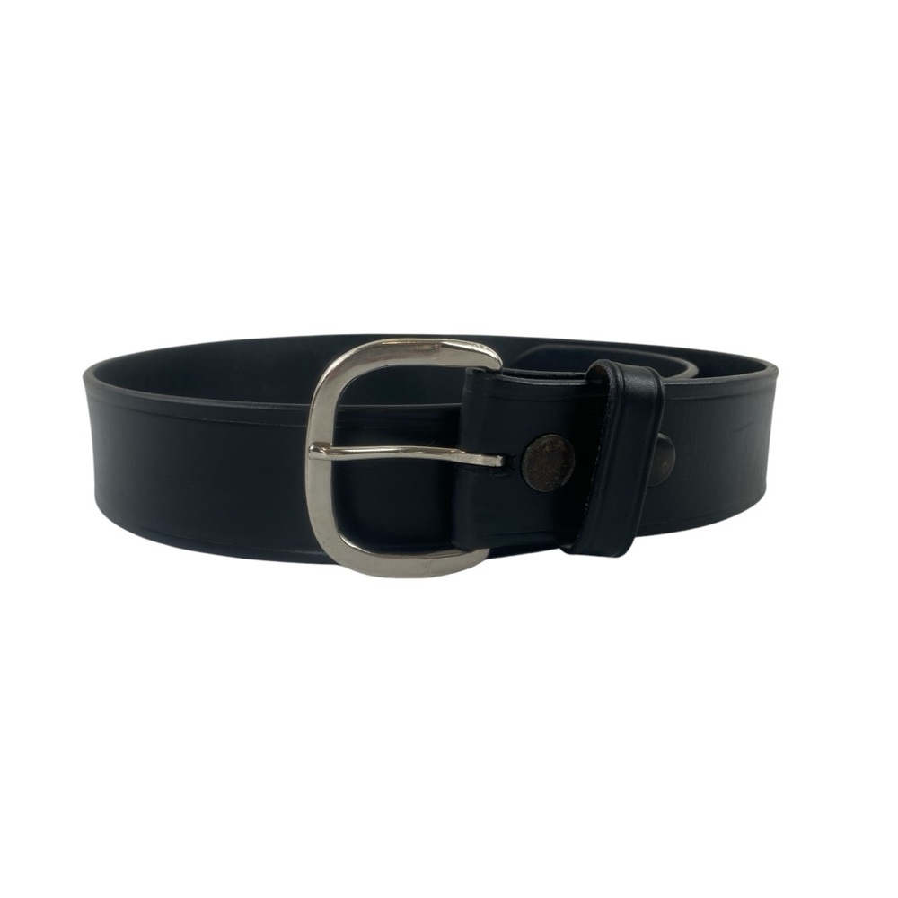 Cabela’s Men’s Black Leather‎ Silver Buckle Classic Quality Leather Belt Sz 34